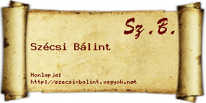 Szécsi Bálint névjegykártya