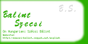 balint szecsi business card